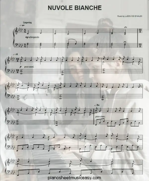 nuvole bianche printable free sheet music for piano 