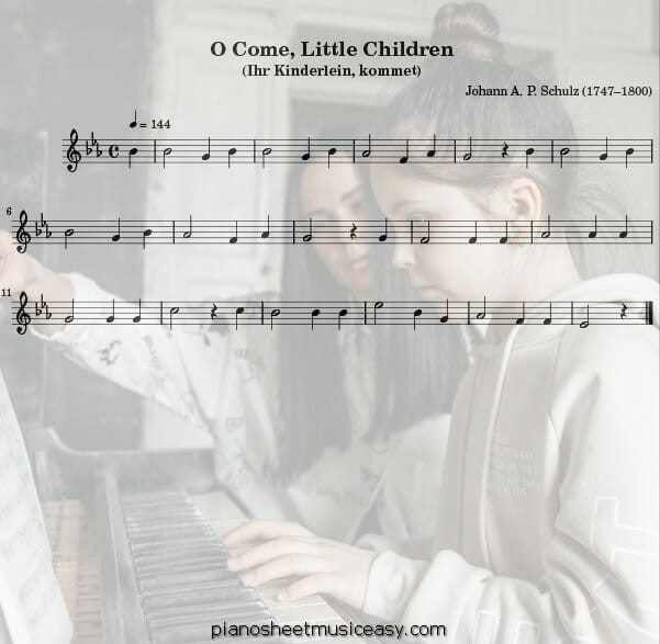 o come little children flute printable free sheet music for piano 