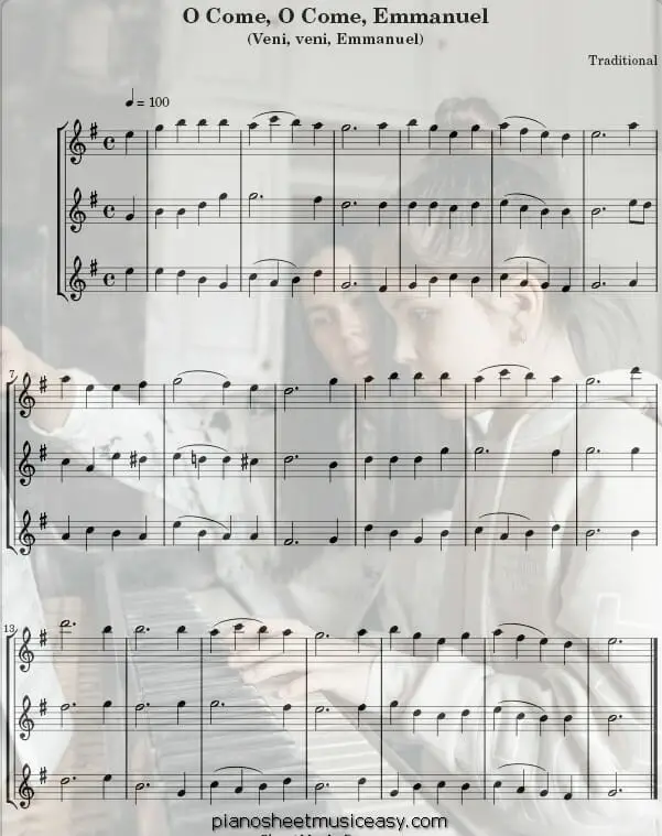 o come o come emmanuel flute printable free sheet music for piano 