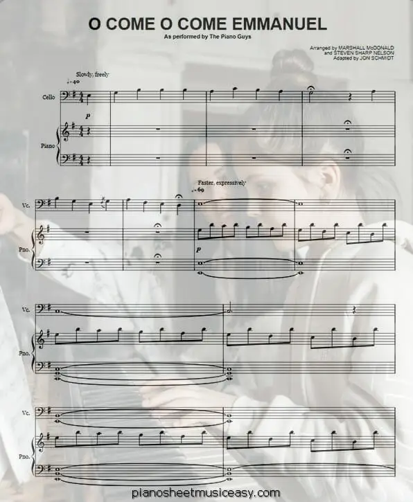 o come o come emmanuel printable free sheet music for piano 