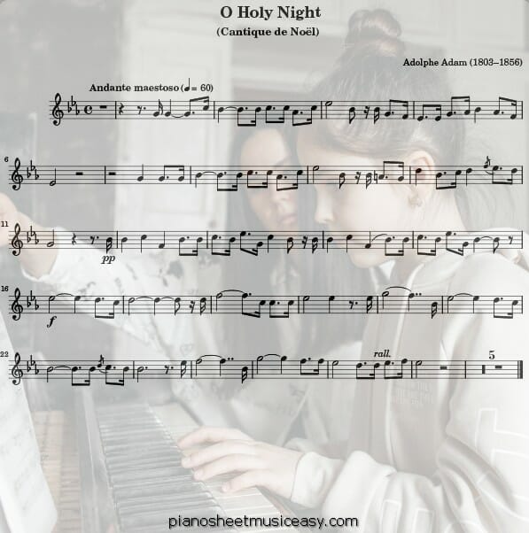 o holy night flute printable free sheet music for piano 
