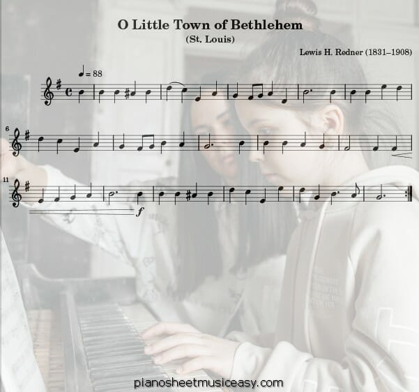 o little town of bethlehem flute printable free sheet music for piano 
