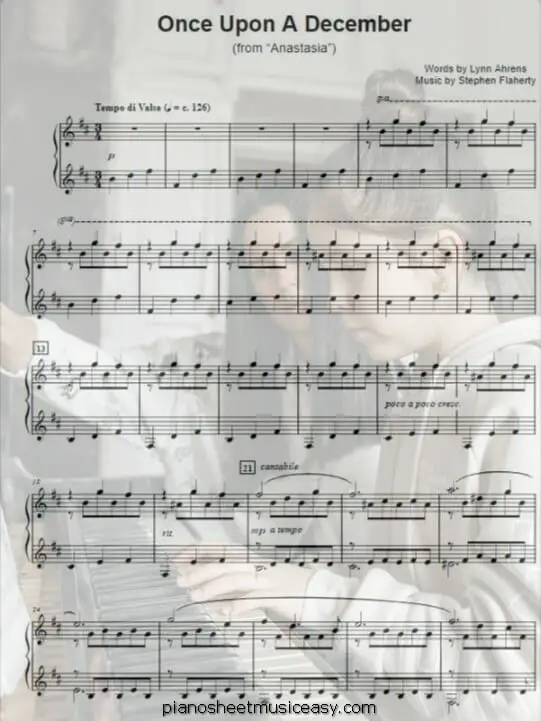 once upon a december printable free sheet music for piano 