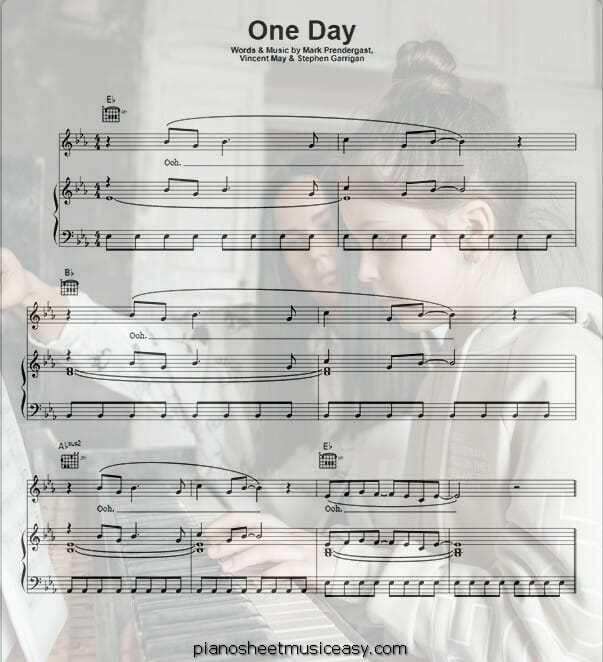 one day kodaline printable free sheet music for piano 