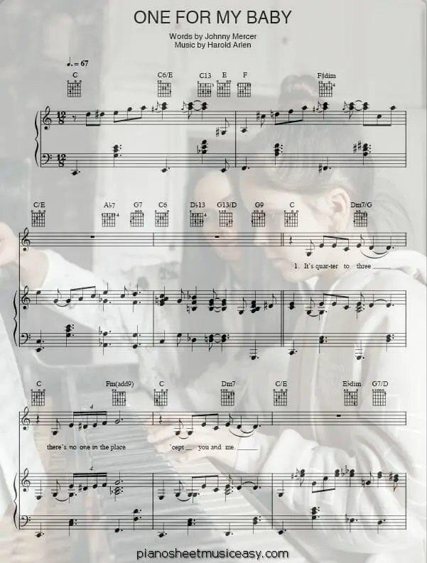 one for my baby printable free sheet music for piano 