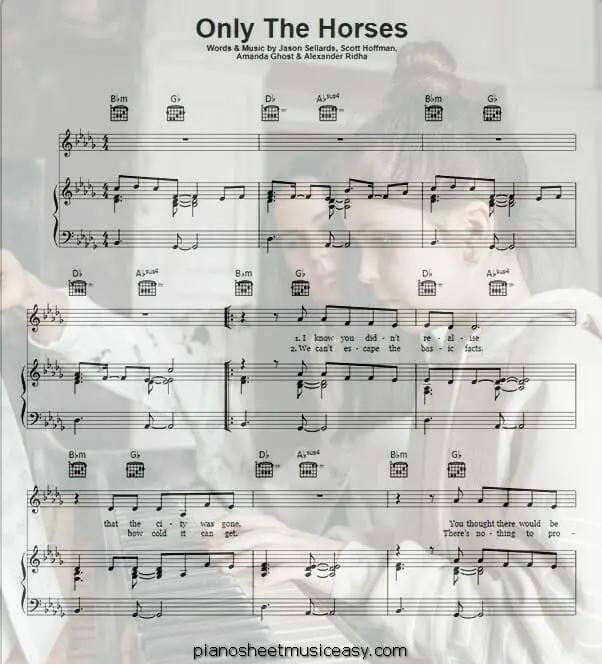only the horses printable free sheet music for piano 
