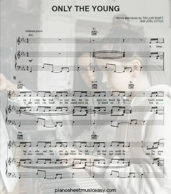 only the young printable free sheet music for piano 