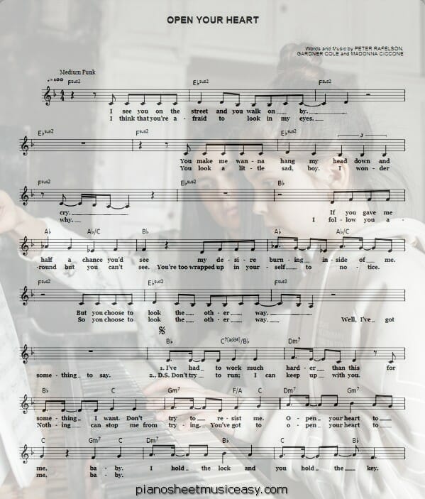 open your heart printable free sheet music for piano 