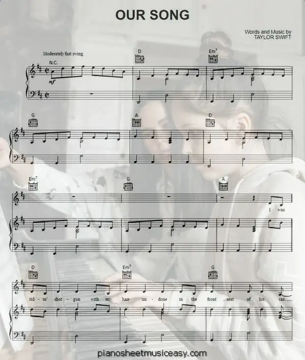 our song printable free sheet music for piano 