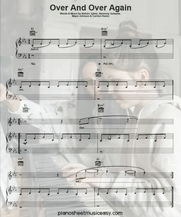 over and over again printable free sheet music for piano 
