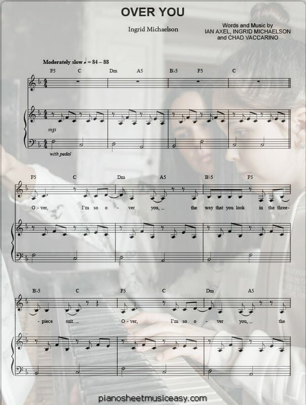 over you printable free sheet music for piano 