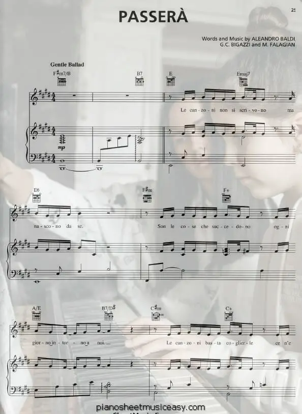 passera printable free sheet music for piano 