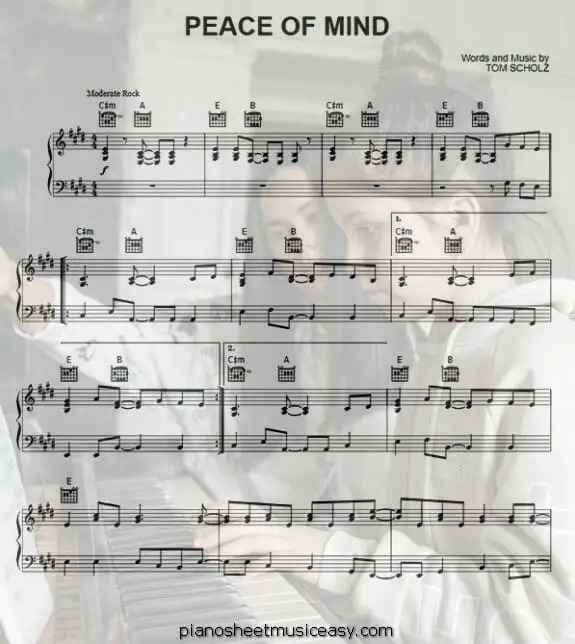 peace of mind sheet music PDF