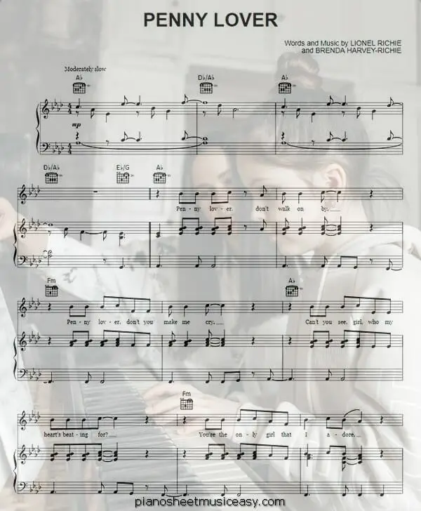 penny lover printable free sheet music for piano 