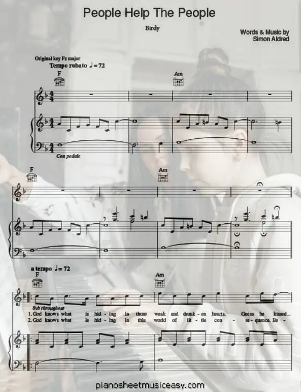 people help the people printable free sheet music for piano 