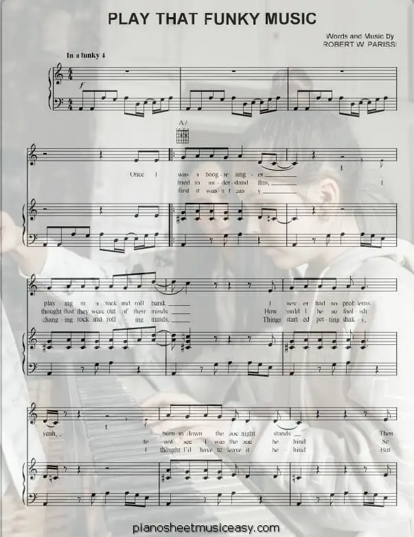play that funky music printable free sheet music for piano 