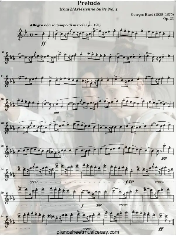 prelude larlesienne suite no1 flute printable free sheet music for piano 