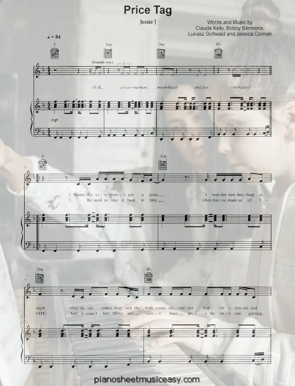 price tag printable free sheet music for piano 