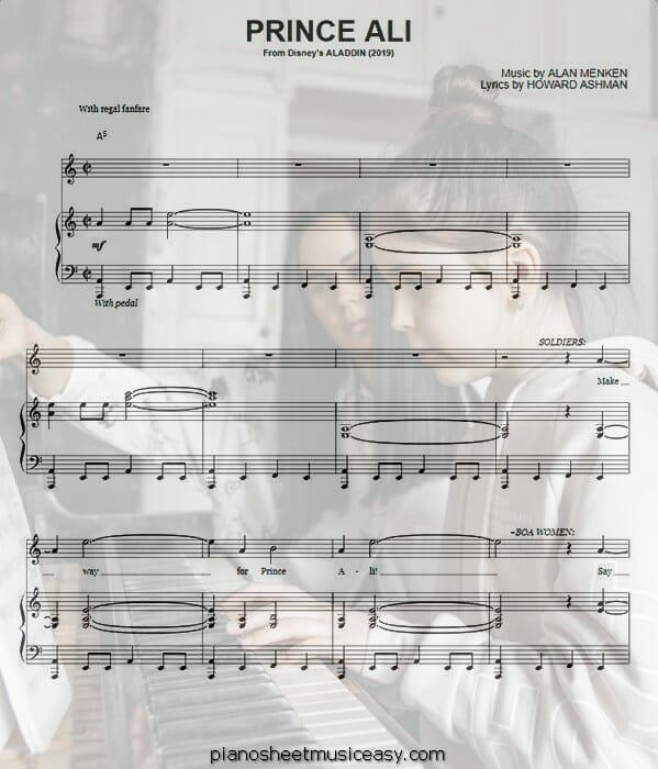 prince ali printable free sheet music for piano 