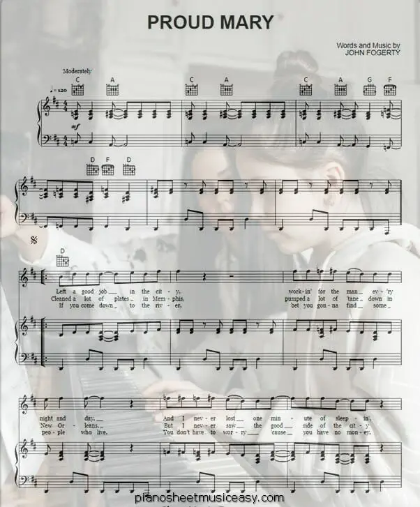 proud mary piano printable free sheet music for piano 