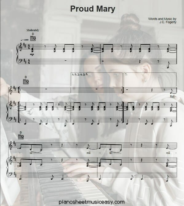 proud mary printable free sheet music for piano 