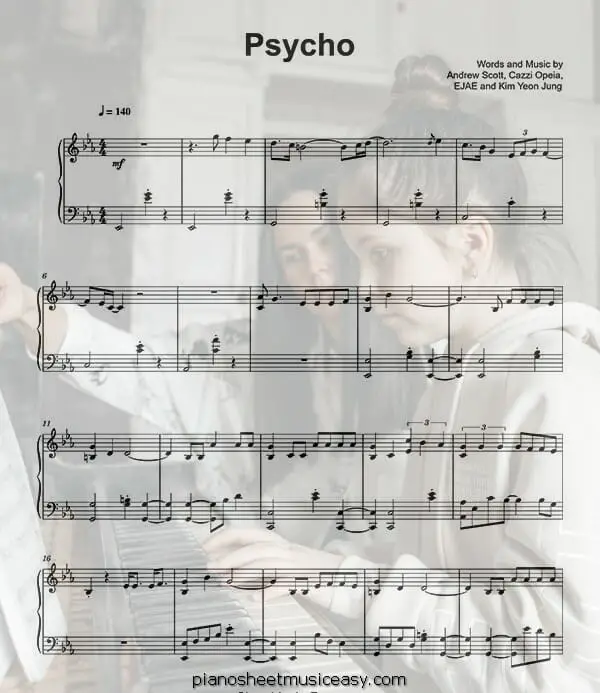 psycho printable free sheet music for piano 