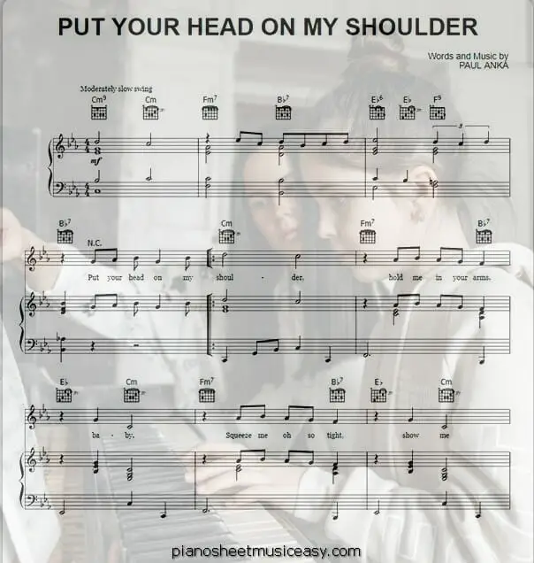 put your head on my shoulder printable free sheet music for piano 