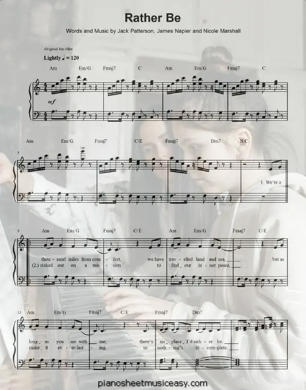 rather be printable free sheet music for piano 