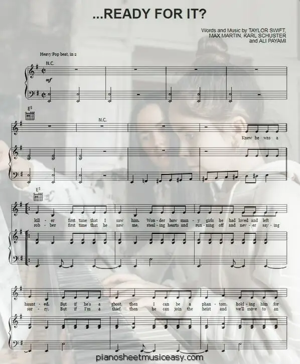 ready for it printable free sheet music for piano 
