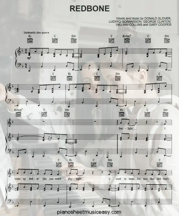 redbone printable free sheet music for piano 