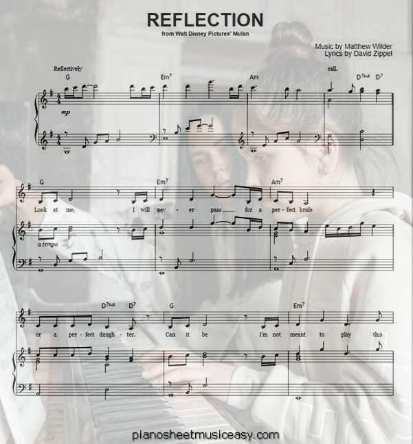 reflection printable free sheet music for piano 