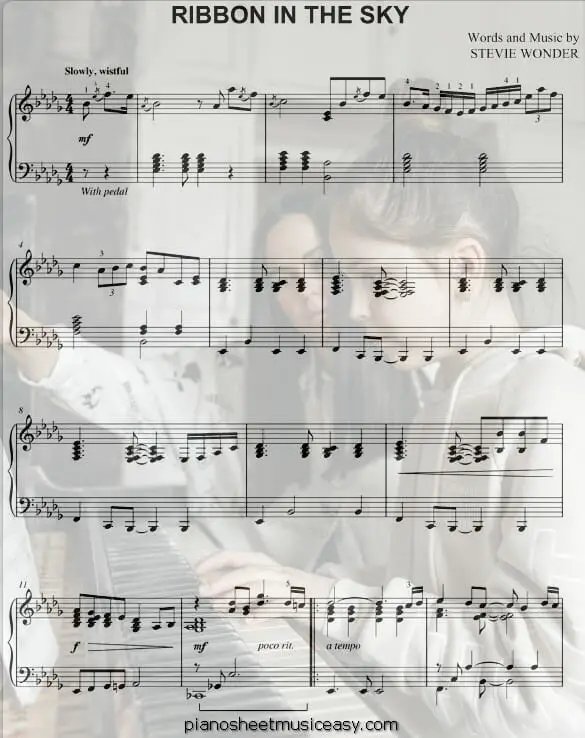 ribbon in the sky printable free sheet music for piano 