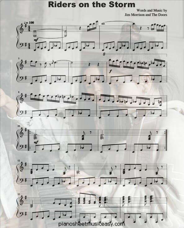 riders on the storm printable free sheet music for piano 