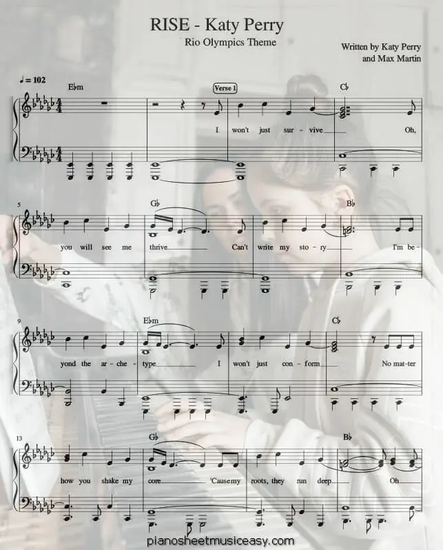 rise katy perry printable free sheet music for piano 