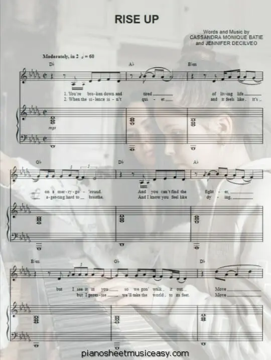 rise up printable free sheet music for piano 