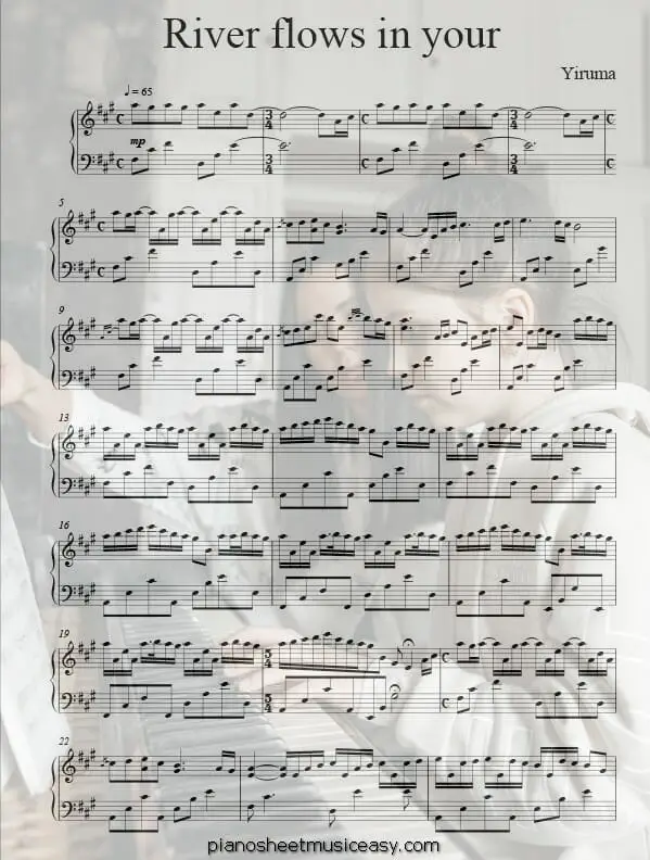 river flows in you printable free sheet music for piano 
