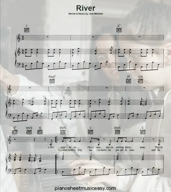 river printable free sheet music for piano 