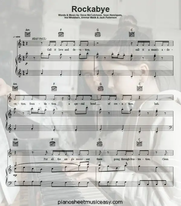 rockabye piano printable free sheet music for piano 