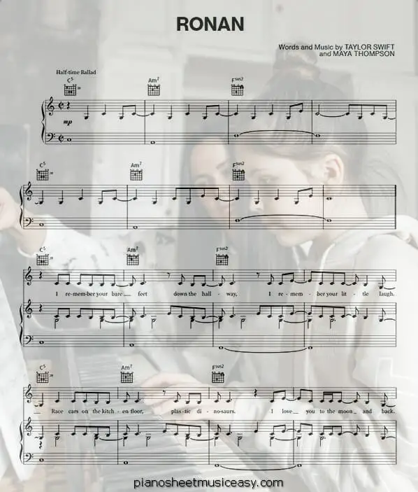 ronan printable free sheet music for piano 
