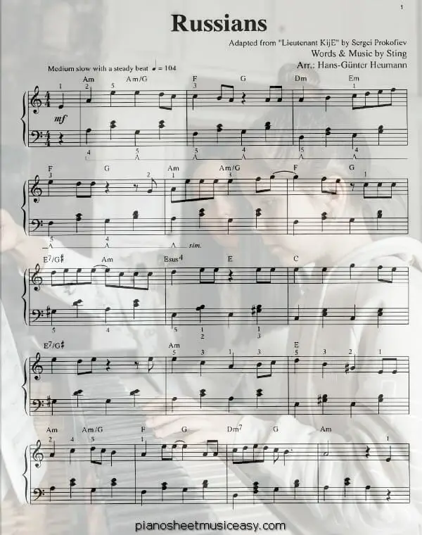 russians printable free sheet music for piano 