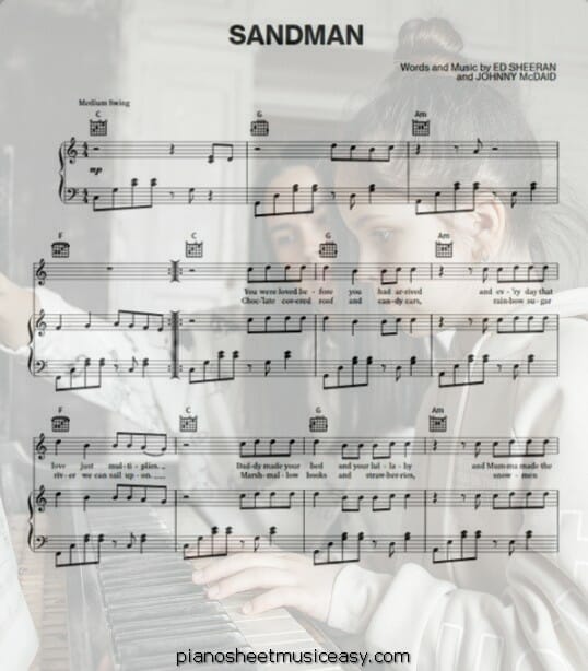 sandman printable free sheet music for piano 