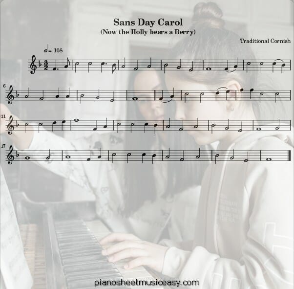 sans day carol flute printable free sheet music for piano 