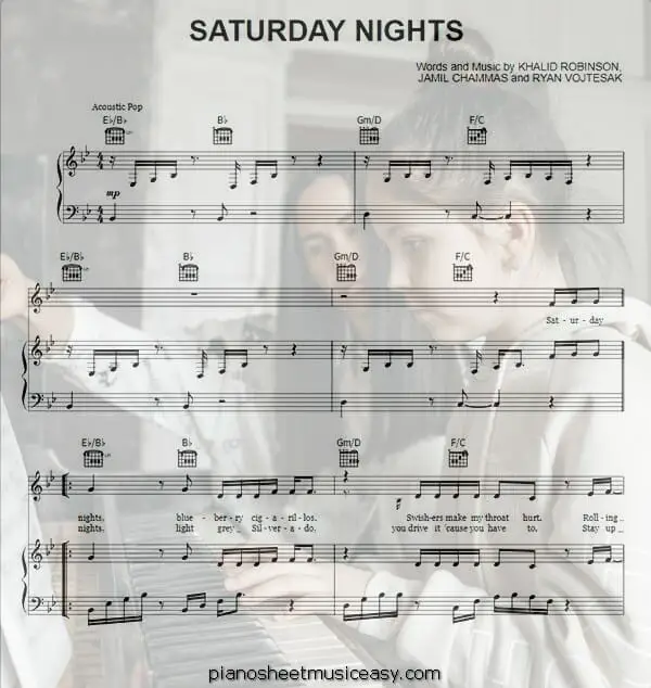 saturday nights printable free sheet music for piano 