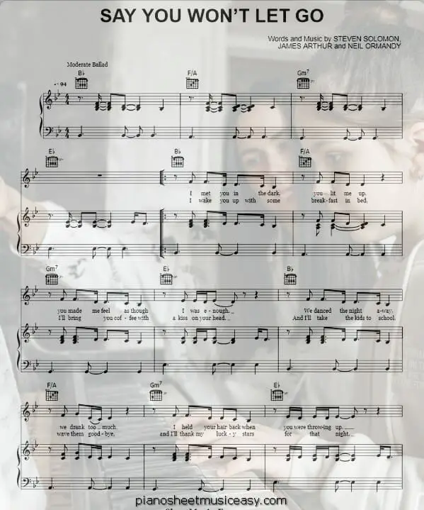 say you wont let go printable free sheet music for piano 