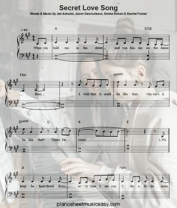 secret love song little mix ft jason derulo printable free sheet music for piano 