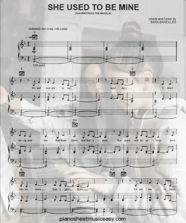 she used to be mine printable free sheet music for piano 