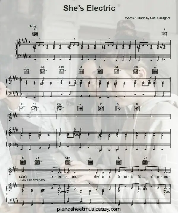 shes electric printable free sheet music for piano 