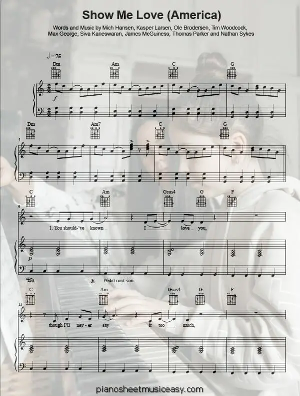 show me love america printable free sheet music for piano 