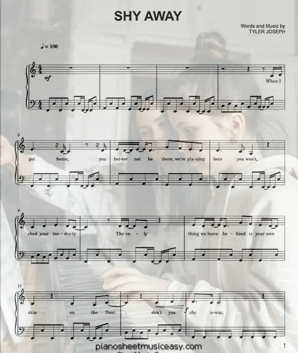 shy away printable free sheet music for piano 