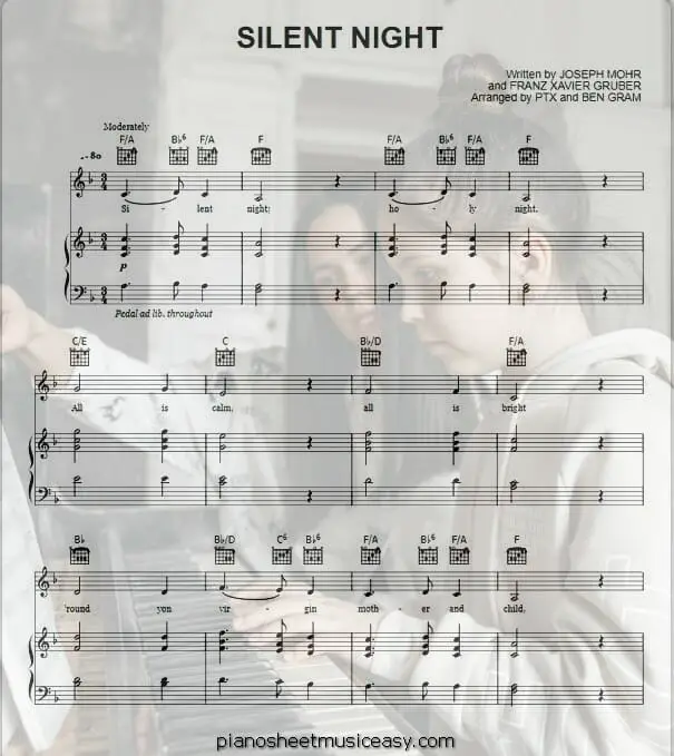 silent night pentatonix printable free sheet music for piano 